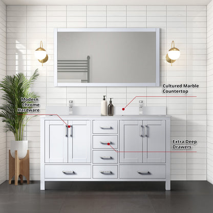 Jacques 60 in. W x 22 in. D White Bath Vanity