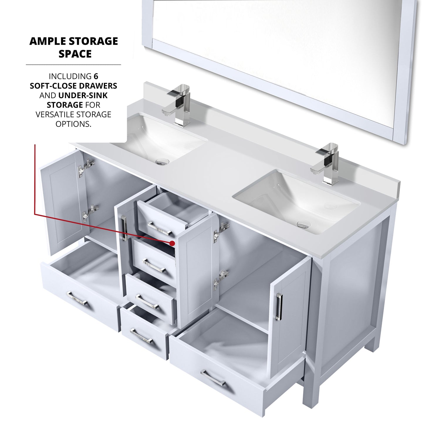 Jacques 60 in. W x 22 in. D White Bath Vanity