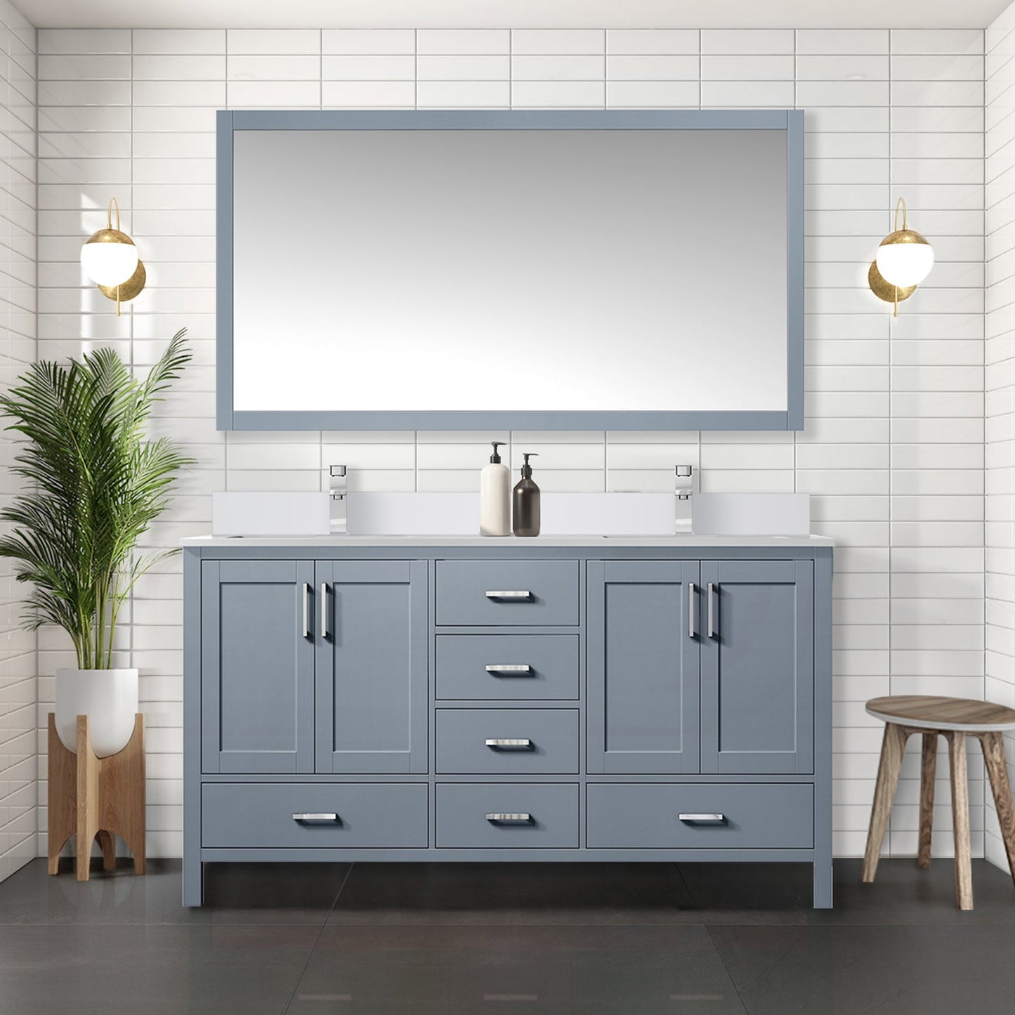 Jacques 60 in. W x 22 in. D Dark Grey Double Bath Vanity