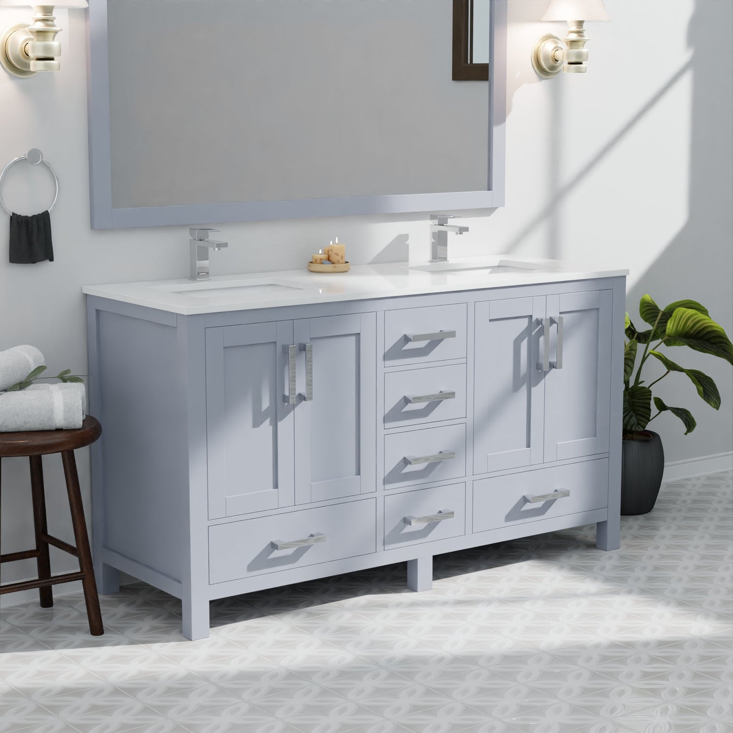Jacques 60 in. W x 22 in. D Dark Grey Double Bath Vanity