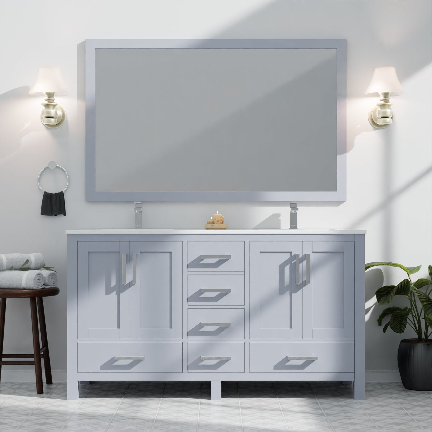 Jacques 60 in. W x 22 in. D Dark Grey Double Bath Vanity