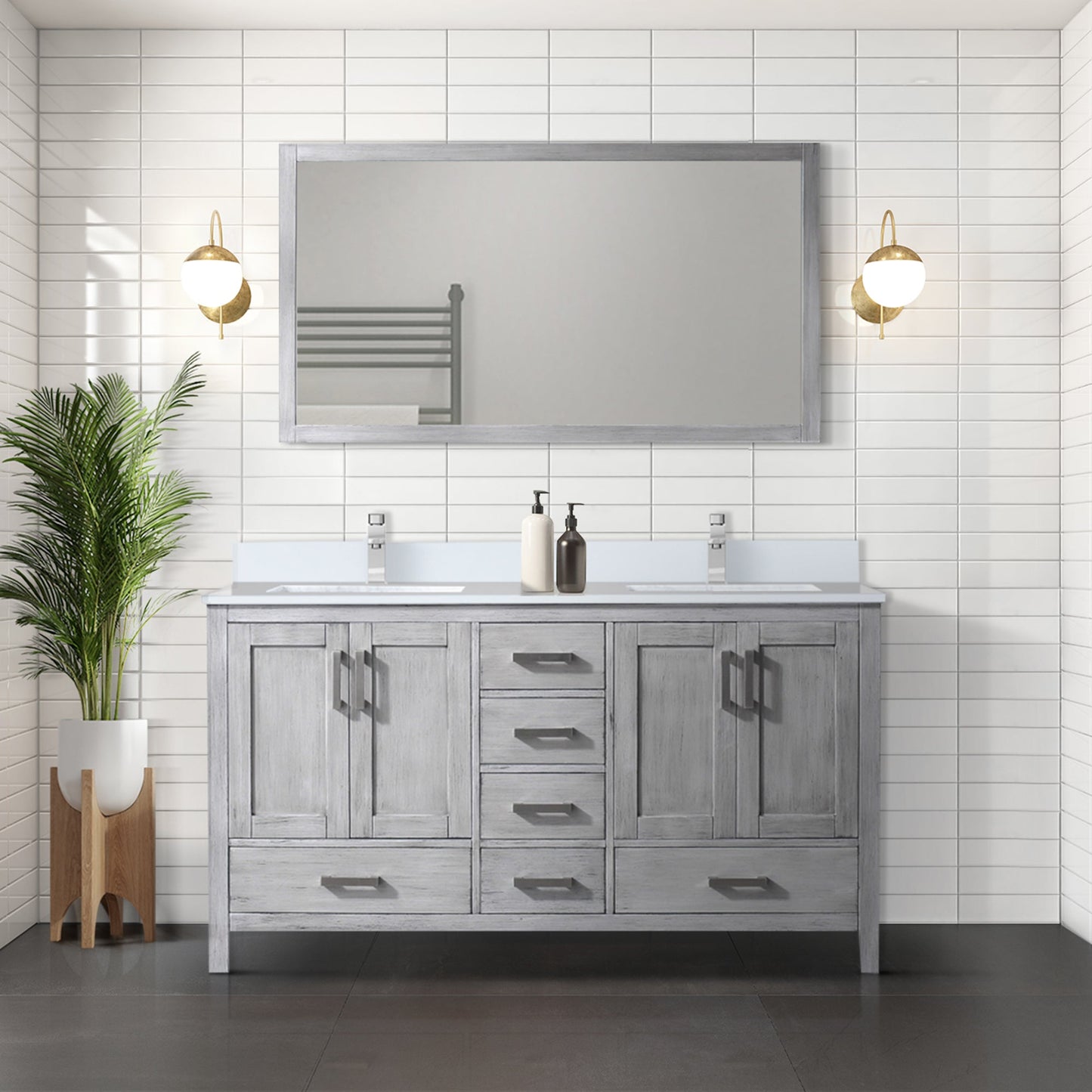 Jacques 60 in. W x 22 in. D Distressed Grey Double Bath Vanity