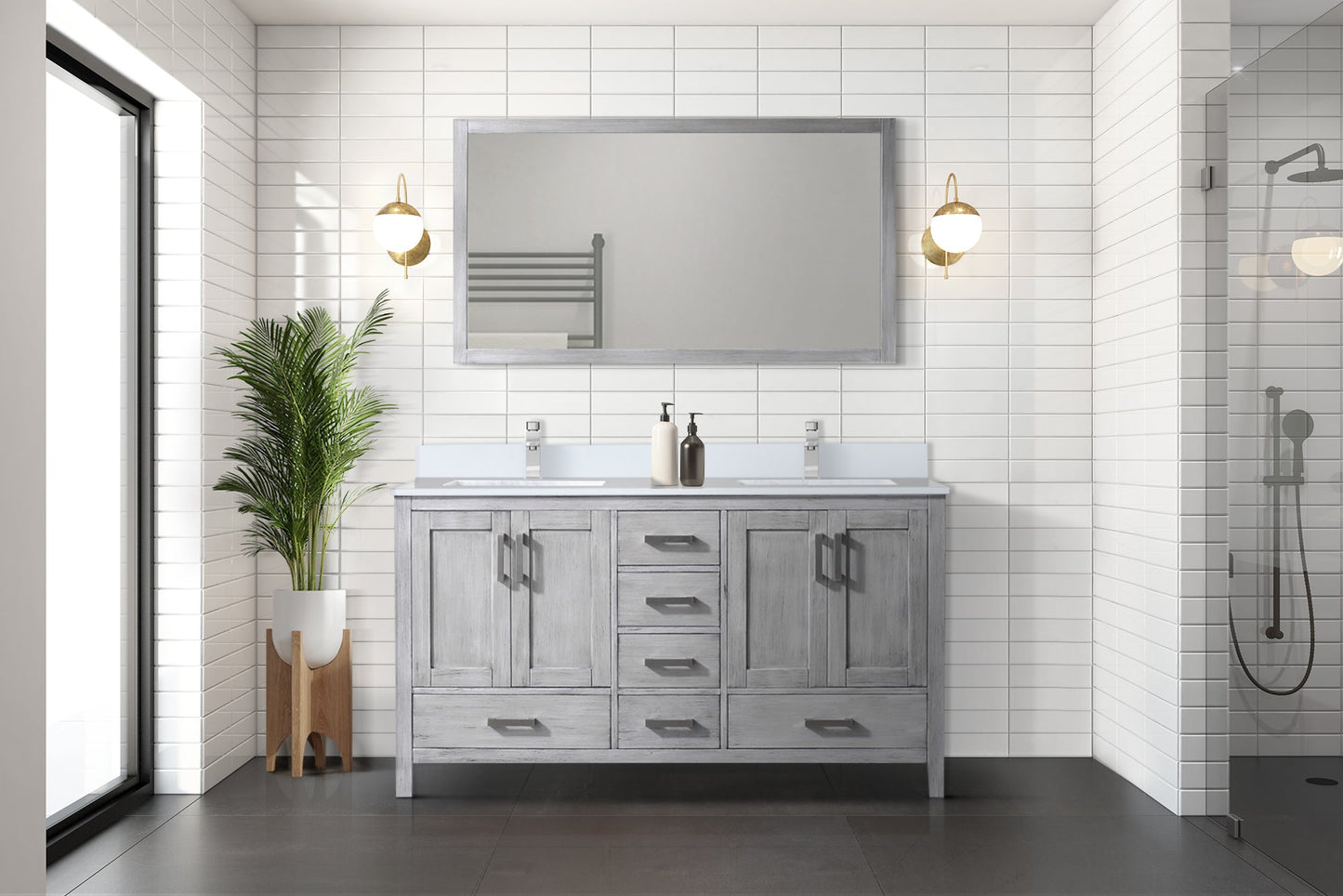 Jacques 60 in. W x 22 in. D Distressed Grey Bath Vanity