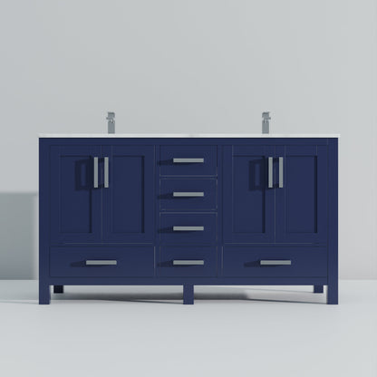 Jacques 60 in. W x 22 in. D Navy Blue Double Bath Vanity