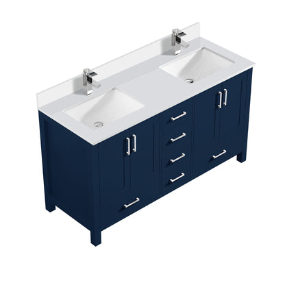 Jacques 60 in. W x 22 in. D Navy Blue Double Bath Vanity