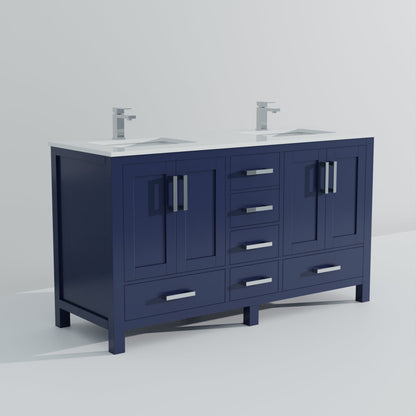 Jacques 60 in. W x 22 in. D Navy Blue Bath Vanity