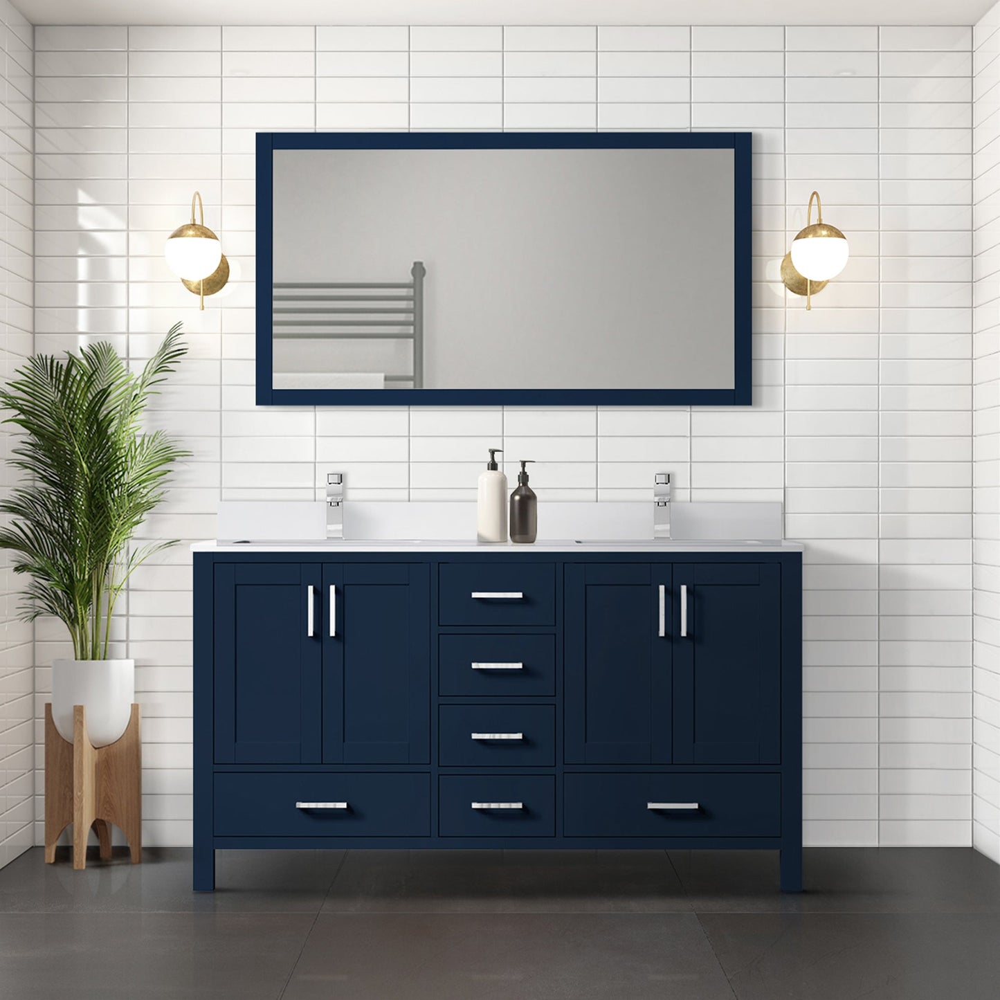 Jacques 60 in. W x 22 in. D Navy Blue Bath Vanity