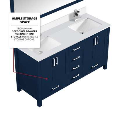 Jacques 60 in. W x 22 in. D Navy Blue Bath Vanity