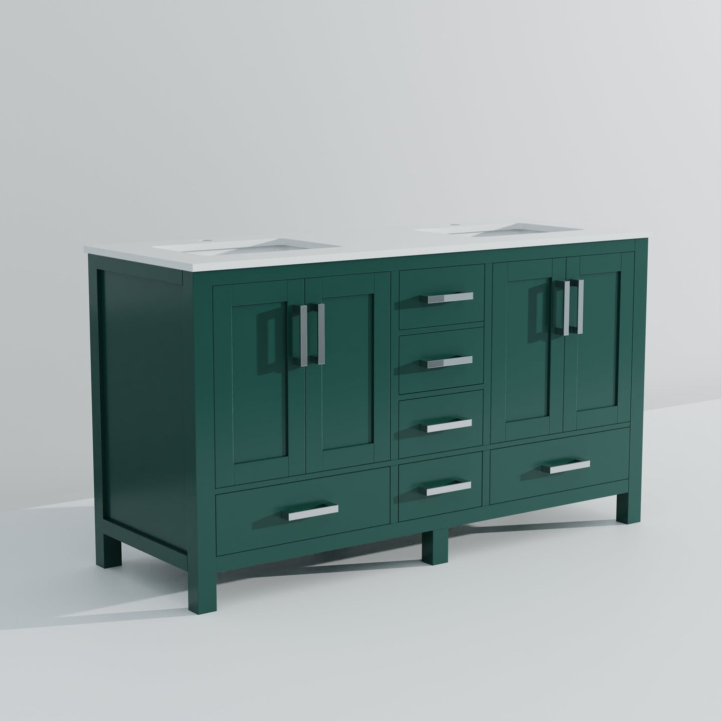 Jacques 60 in. W x 22 in. D Green Bath Vanity and Cultured Marble Top