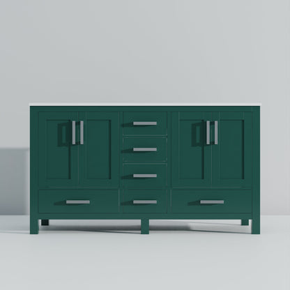 Jacques 60 in. W x 22 in. D Green Bath Vanity and Cultured Marble Top