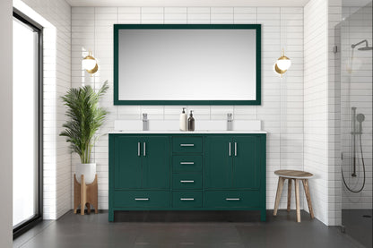 Jacques 60 in. W x 22 in. D Green Bath Vanity and Cultured Marble Top