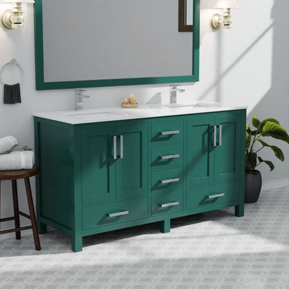 Jacques 60 in. W x 22 in. D Green Bath Vanity and Cultured Marble Top