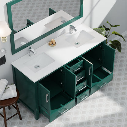 Jacques 60 in. W x 22 in. D Green Bath Vanity and Cultured Marble Top