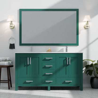 Jacques 60 in. W x 22 in. D Green Bath Vanity and Cultured Marble Top
