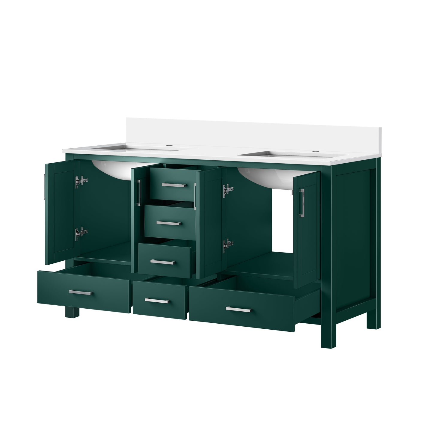 Jacques 60 in. W x 22 in. D Green Bath Vanity and Cultured Marble Top