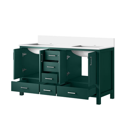 Jacques 60 in. W x 22 in. D Green Bath Vanity and Cultured Marble Top