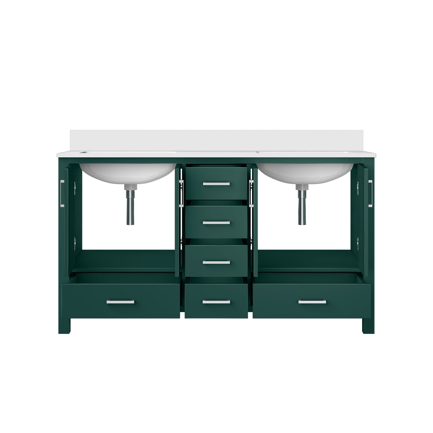 Jacques 60 in. W x 22 in. D Green Bath Vanity and Cultured Marble Top
