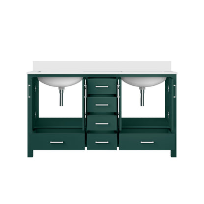 Jacques 60 in. W x 22 in. D Green Bath Vanity and Cultured Marble Top