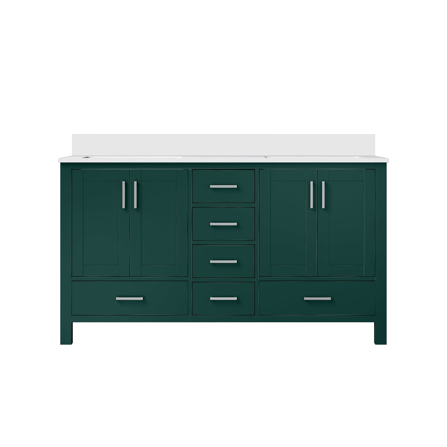 Jacques 60 in. W x 22 in. D Green Bath Vanity and Cultured Marble Top