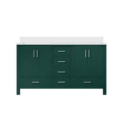 Jacques 60 in. W x 22 in. D Green Bath Vanity and Cultured Marble Top