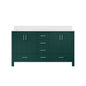 Jacques 60 in. W x 22 in. D Green Bath Vanity and Cultured Marble Top