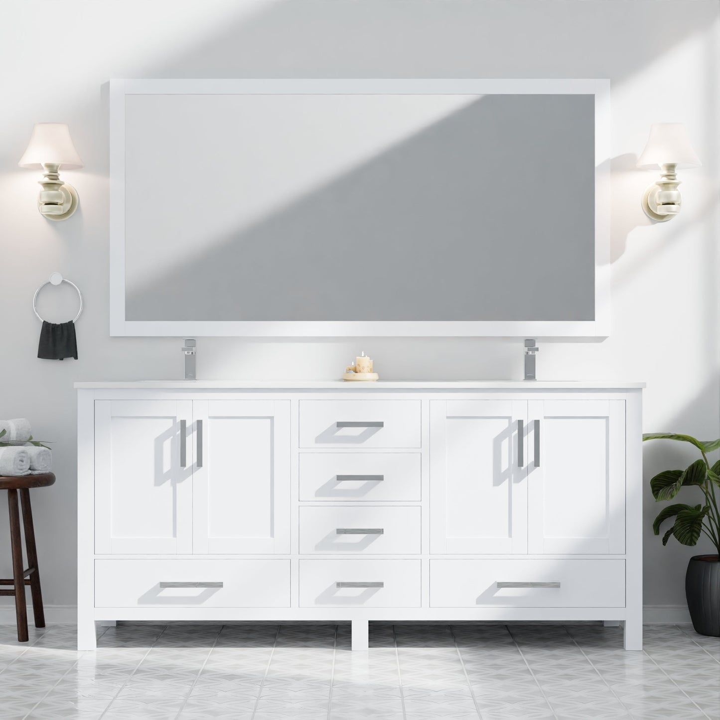 Jacques 72 in. W x 22 in. D White Bath Vanity