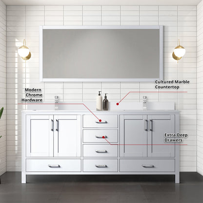 Jacques 72 in. W x 22 in. D White Bath Vanity