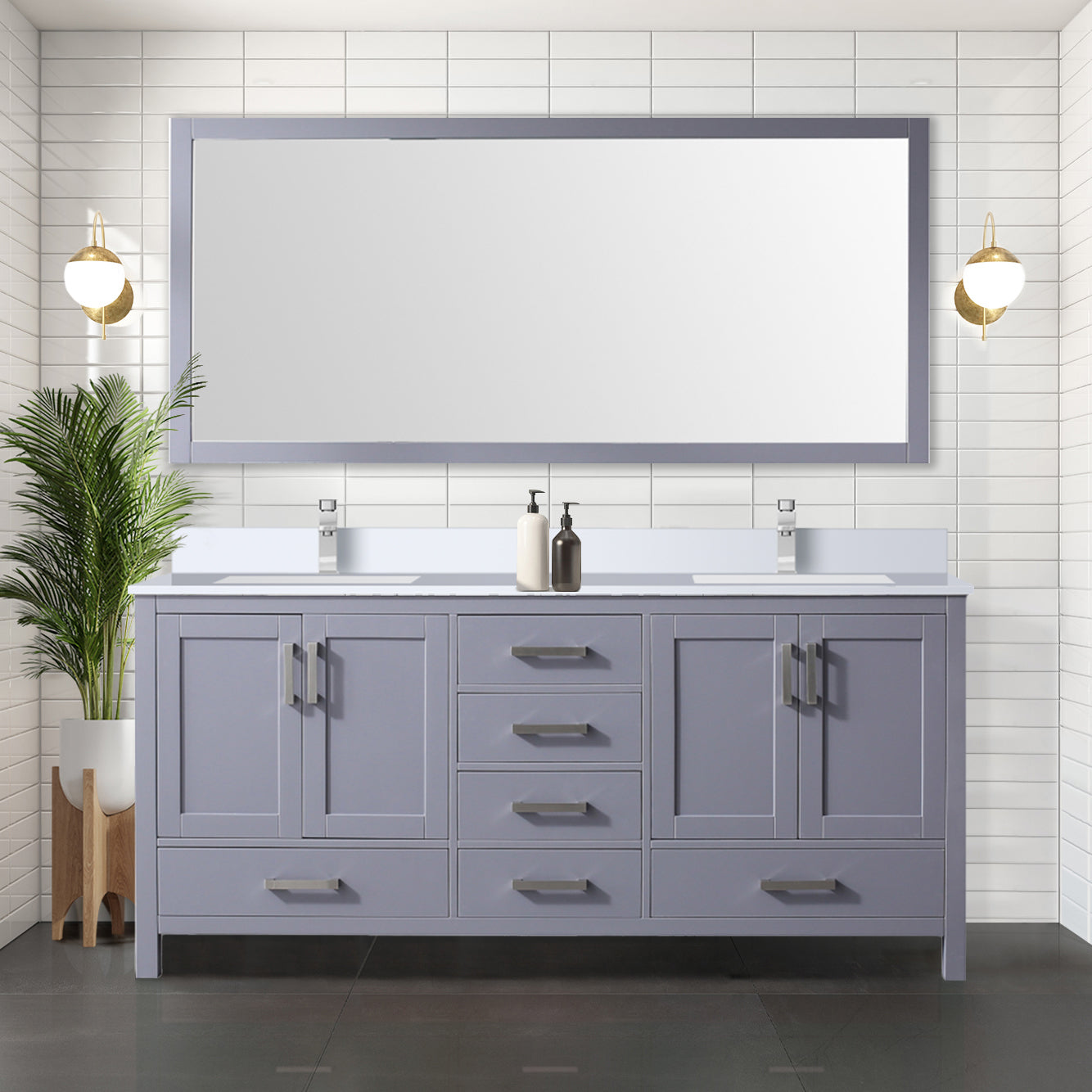 Jacques 72 in. W x 22 in. D Dark Grey Double Bath Vanity