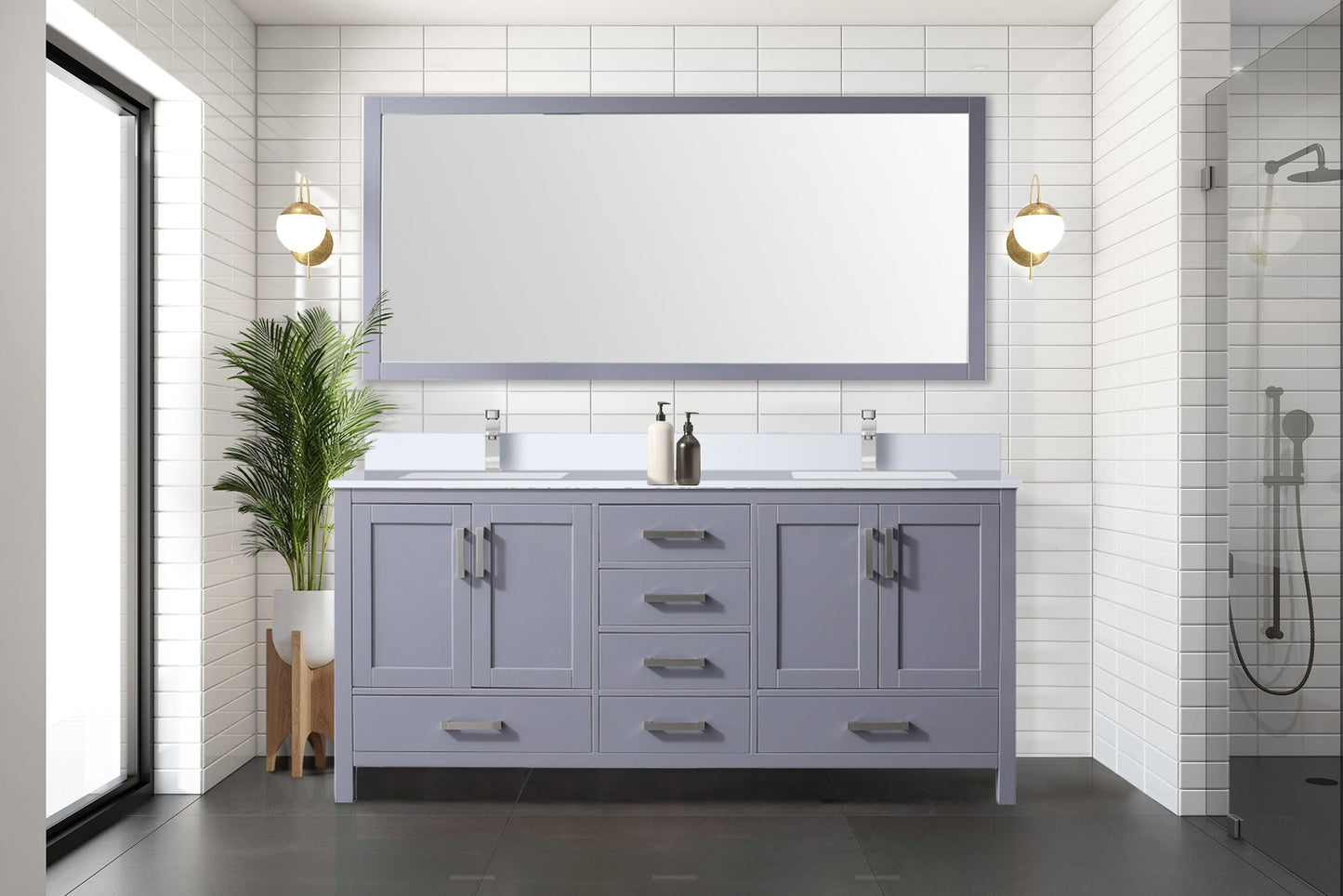 Jacques 72 in. W x 22 in. D Dark Grey Double Bath Vanity