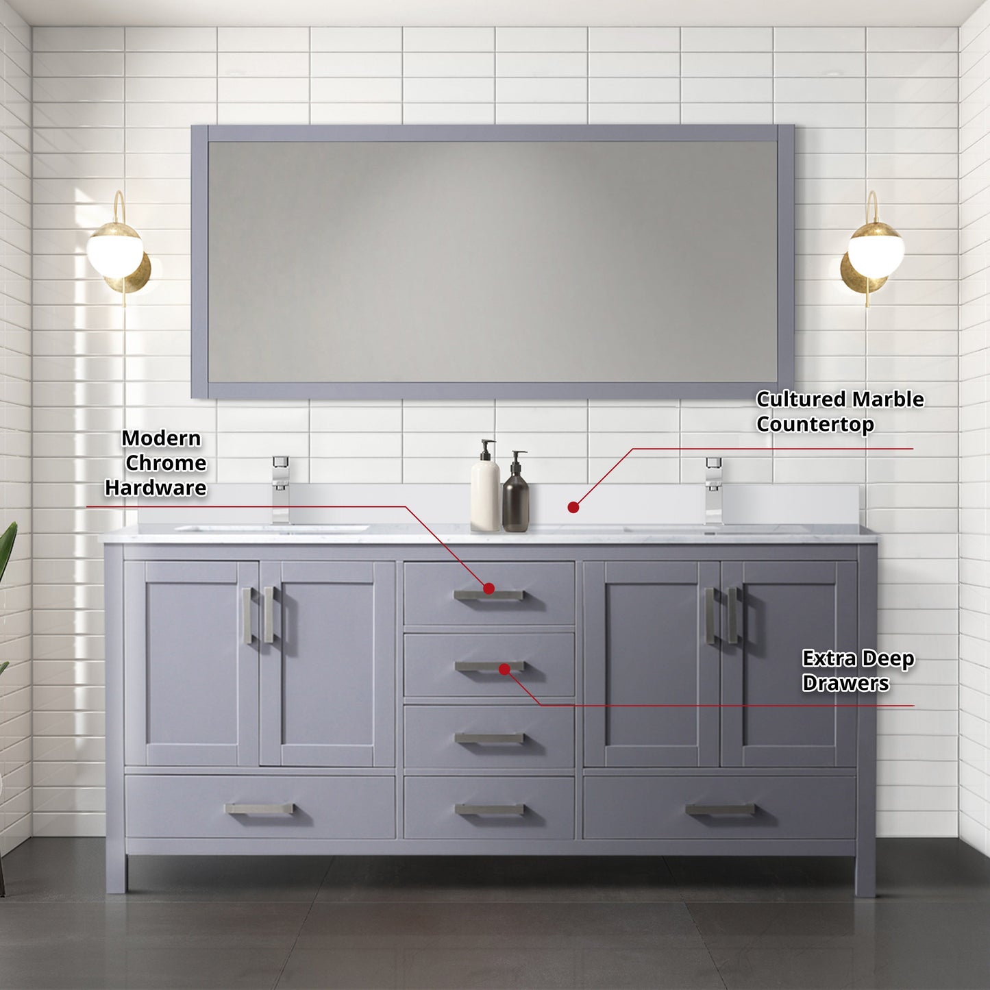Jacques 72 in. W x 22 in. D Dark Grey Bath Vanity