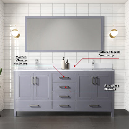 Jacques 72 in. W x 22 in. D Dark Grey Bath Vanity