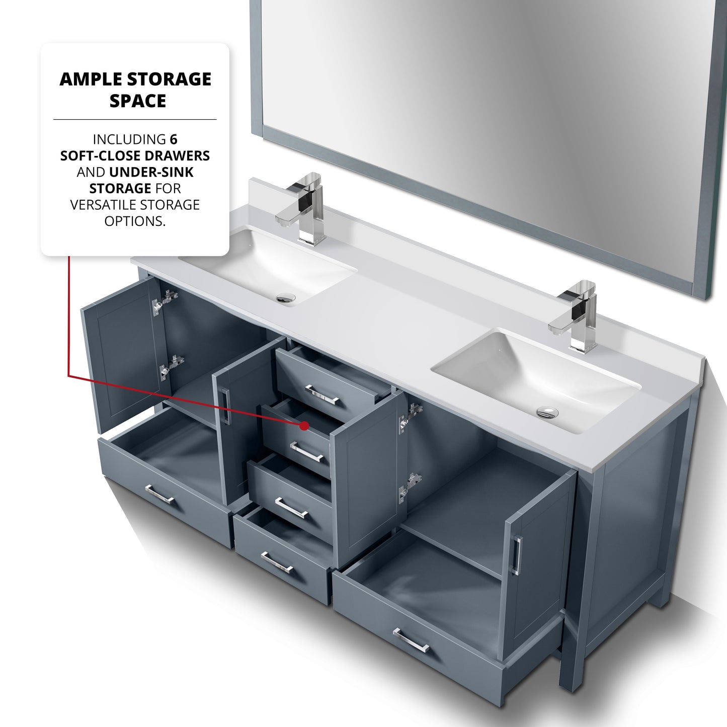 Jacques 72 in. W x 22 in. D Dark Grey Bath Vanity