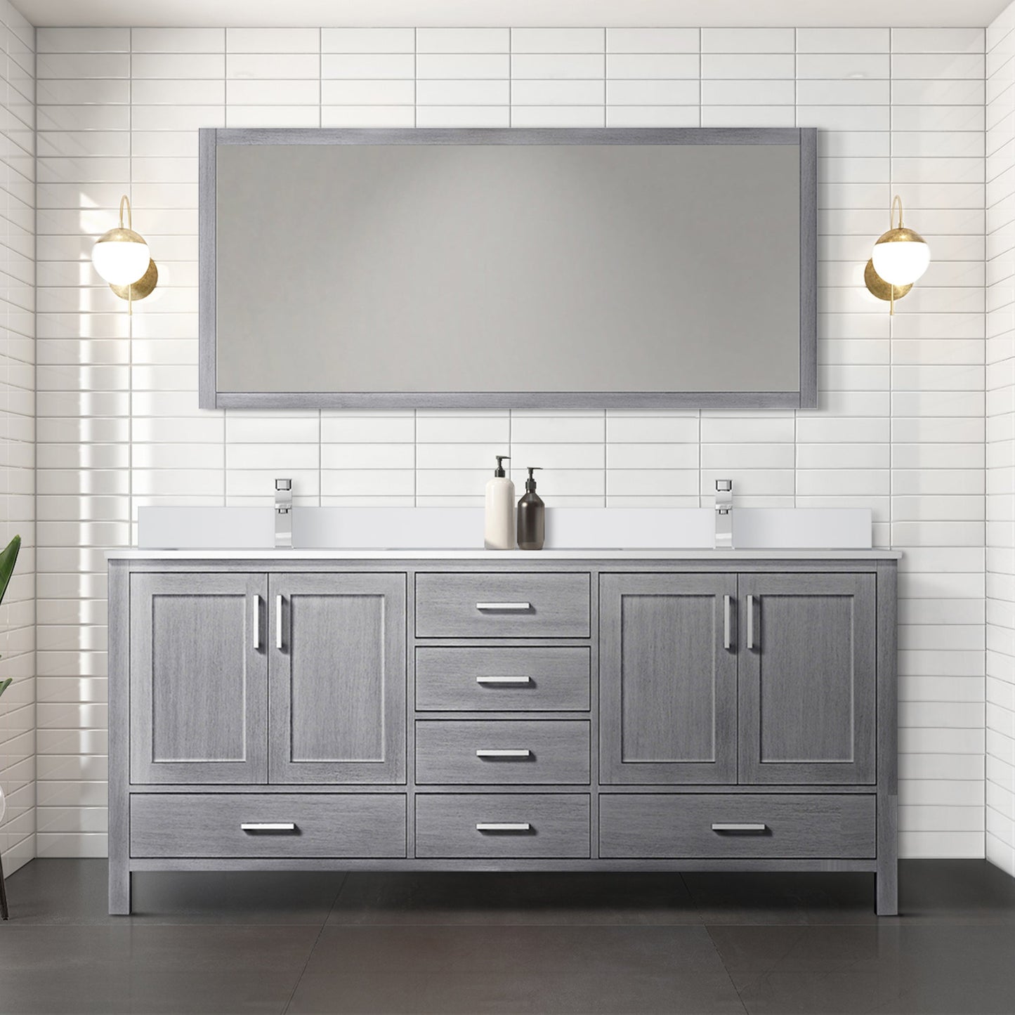 Jacques 72 in. W x 22 in. D Distressed Grey Bath Vanity