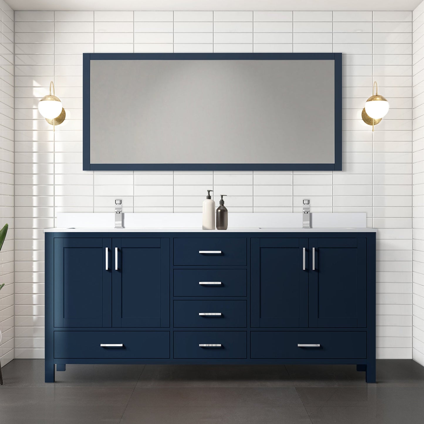 Jacques 72 in. W x 22 in. D Navy Blue Double Bath Vanity