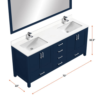 Jacques 72 in. W x 22 in. D Navy Blue Bath Vanity