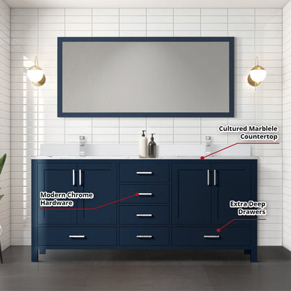 Jacques 72 in. W x 22 in. D Navy Blue Bath Vanity