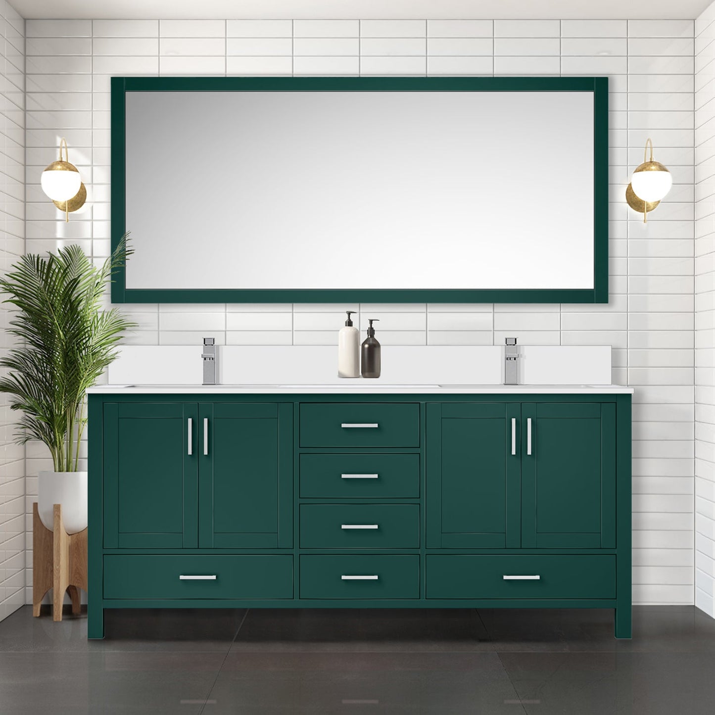 Jacques 72 in. W x 22 in. D Green Bath Vanity and Cultured Marble Top