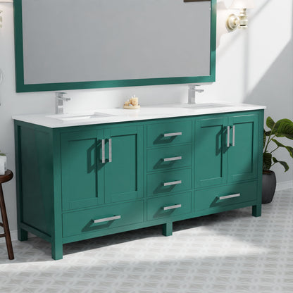 Jacques 72 in. W x 22 in. D Green Bath Vanity and Cultured Marble Top