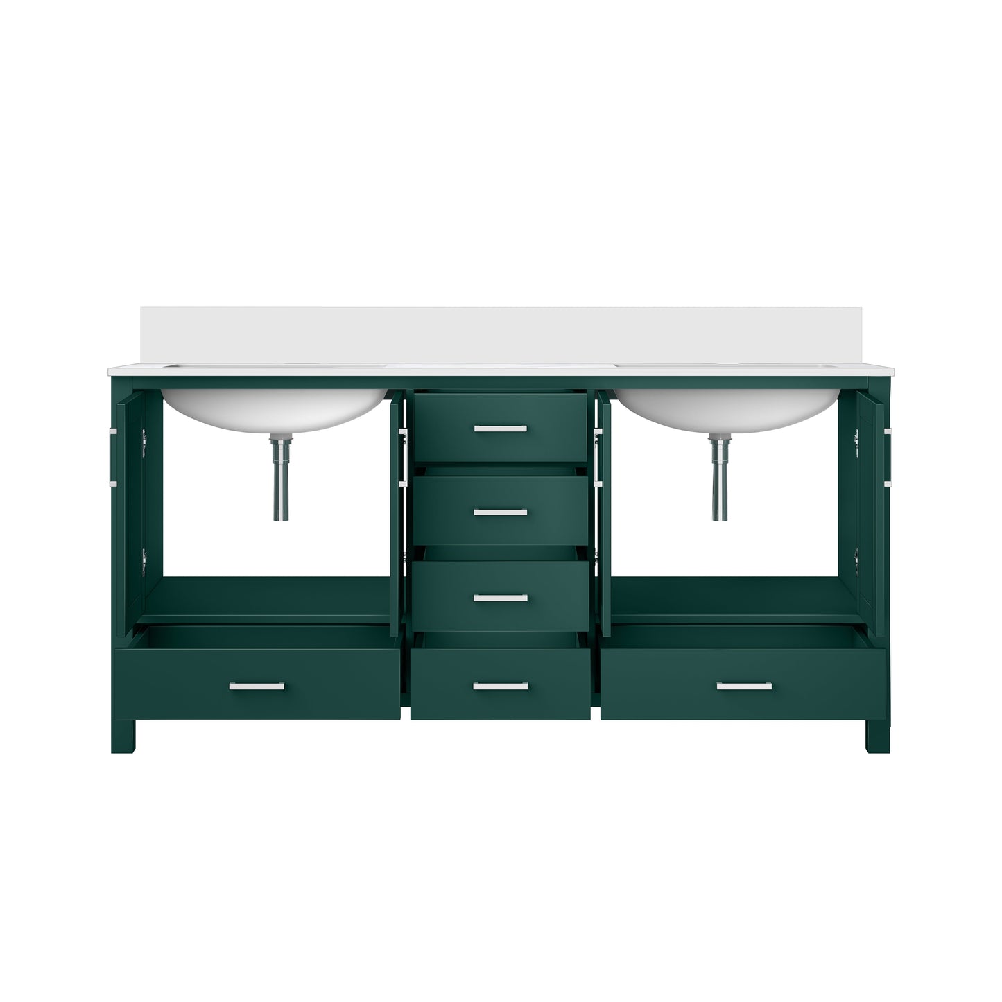 Jacques 72 in. W x 22 in. D Green Bath Vanity and Cultured Marble Top