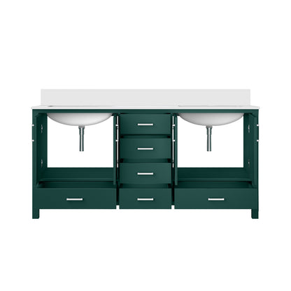 Jacques 72 in. W x 22 in. D Green Bath Vanity and Cultured Marble Top
