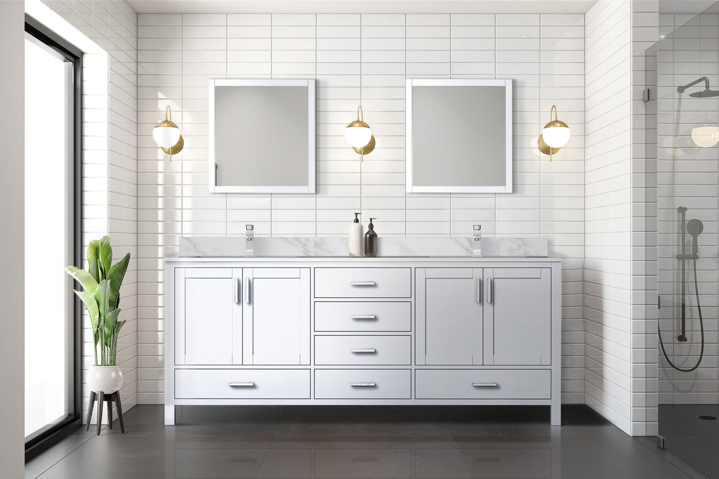 Jacques 80 in. W x 22 in. D White Double Bath Vanity