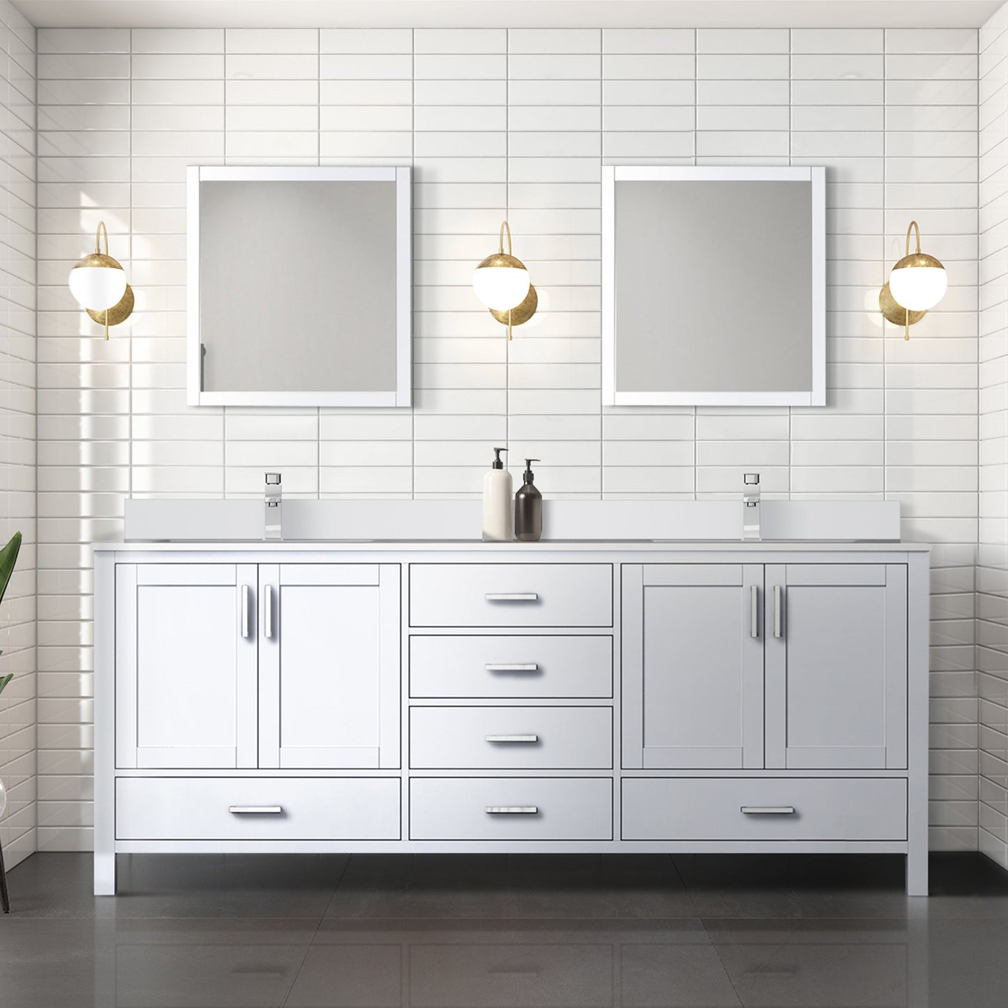 Jacques 80 in. W x 22 in. D White Double Bath Vanity
