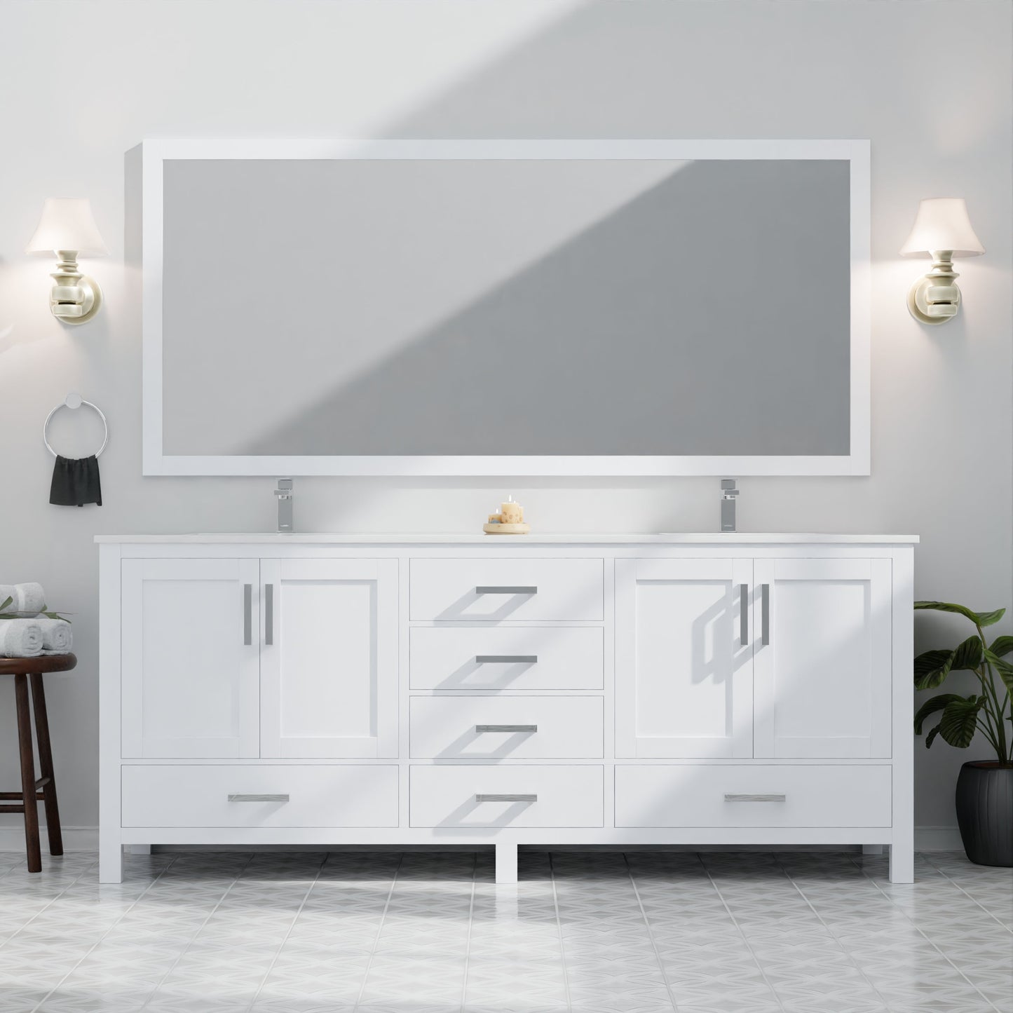 Jacques 80 in. W x 22 in. D White Bath Vanity
