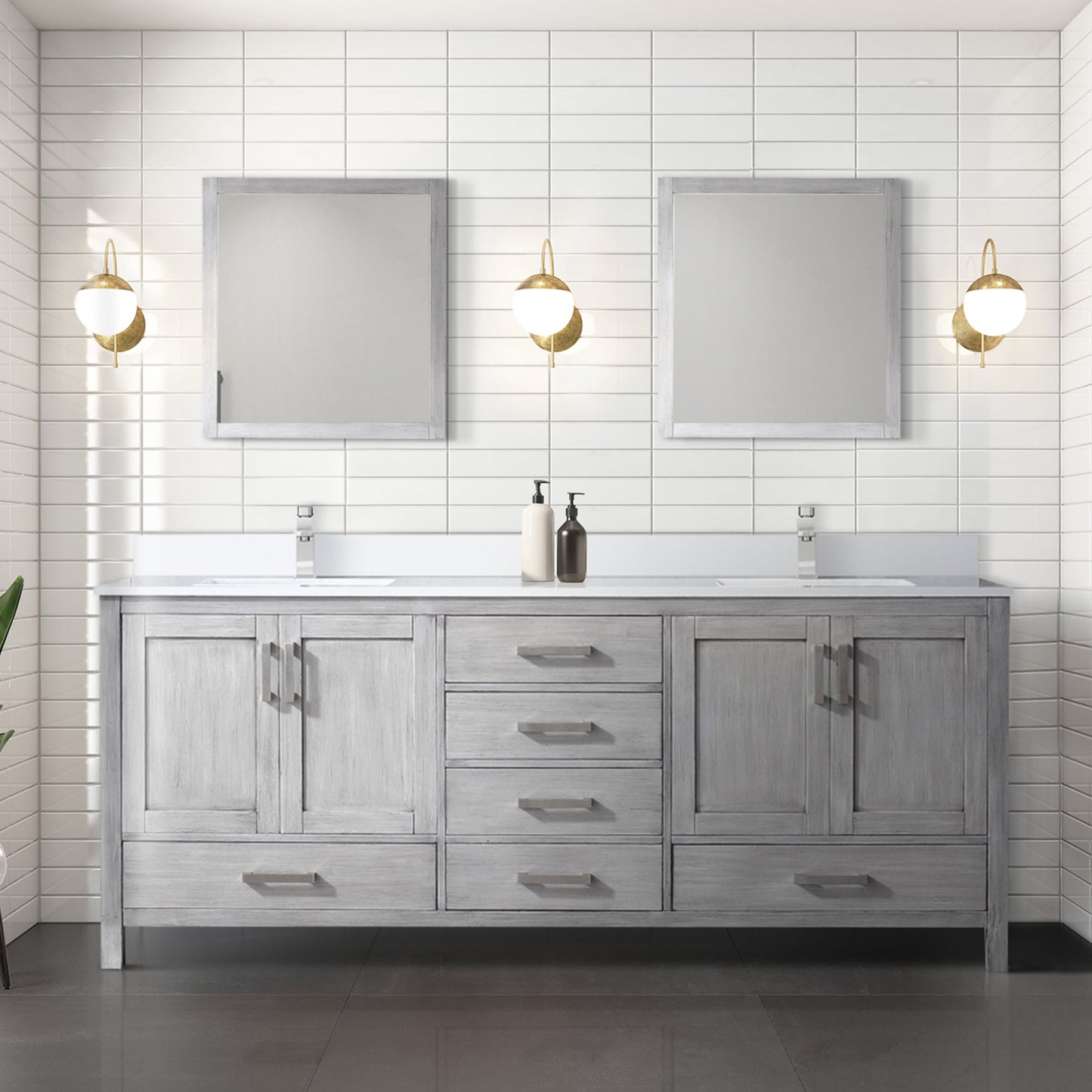 Jacques 80 in. W x 22 in. D Distressed Grey Bath Vanity