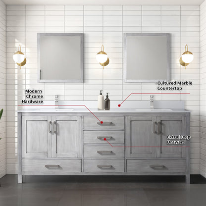 Jacques 80 in. W x 22 in. D Distressed Grey Bath Vanity