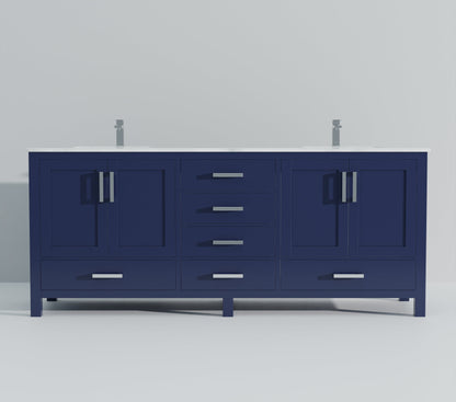 Jacques 80 in. W x 22 in. D Navy Blue Double Bath Vanity