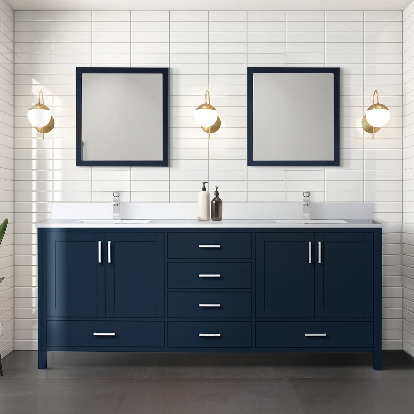 Jacques 80 in. W x 22 in. D Navy Blue Bath Vanity