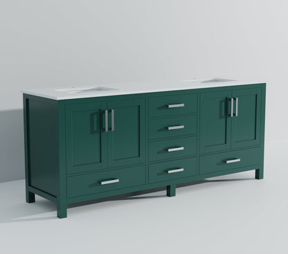 Jacques 80 in. W x 22 in. D Green Bath Vanity and Cultured Marble Top