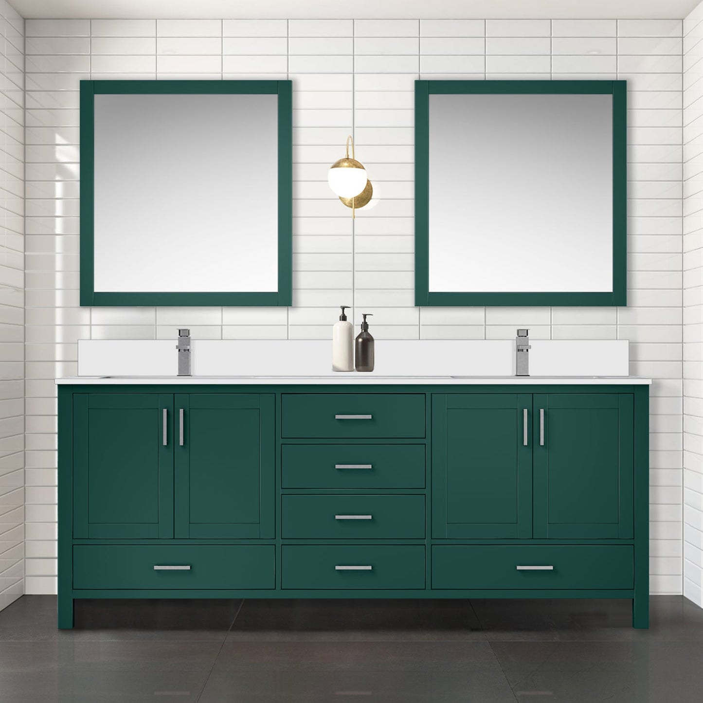 Jacques 80 in. W x 22 in. D Green Bath Vanity and Cultured Marble Top