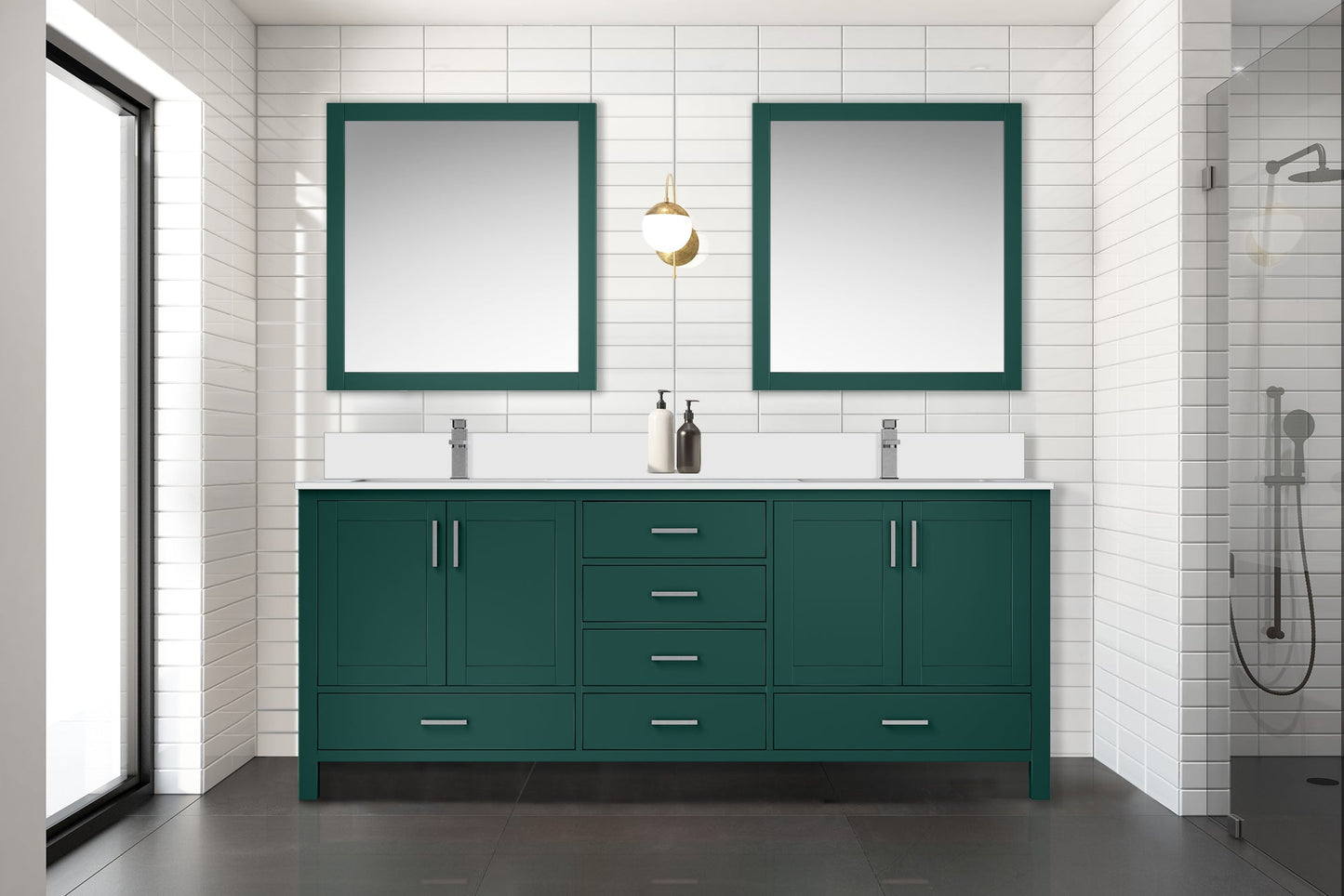 Jacques 80 in. W x 22 in. D Green Bath Vanity and Cultured Marble Top